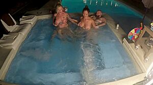 Hot tub foursome with deliah grace