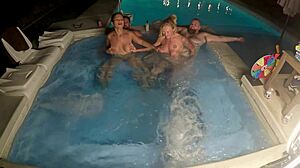 Hot tub foursome with deliah grace