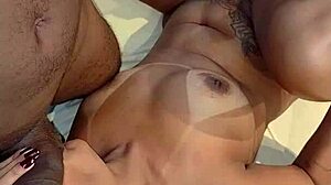 husband left so wife took two cocks for dp