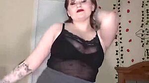 sexy dancing busty goth girl striptease and chubby slut squirt