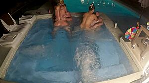 Hot tub foursome with deliah grace