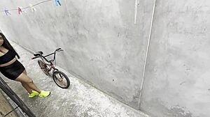 bike broke down and extreme hedonist offered help for pleasure