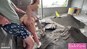 round ass slut fucked in under construction site