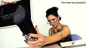 teacher shows how to use toy in stockings