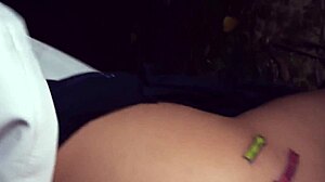 pov redhead caught by road flashing