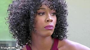 Beautiful Ebony Milf In High Heels Jumps On White Cock