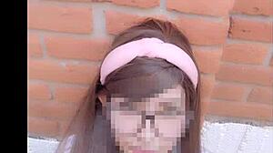 Mexican college girl skips class for balcony sex and blowjob