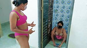 Desi lesbian bhabhi and maid secret affair tomato in pussy xxx