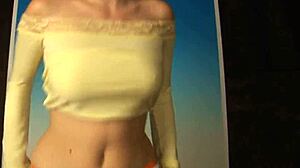 Brunette rips hippy outfit during striptease