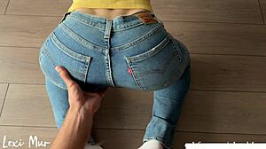 she looks tempting in polo shirt and tight jeans