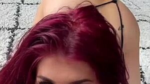 Twerks while rimming - petite 18+ busty redhead deepthroat blowjob pov facial cumshot
