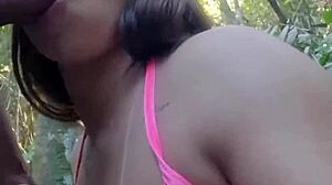 hotwife no dogging - mama desconhecidos na trilha leva porra nos peitos e o corno filma tudo