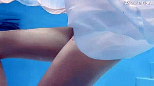 Mimi cica shows tight body outdoors