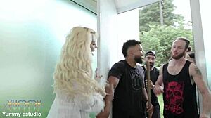 nympho kyra sex takes baseball bat and five cocks