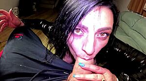 Want this deepthroat gagging with cigar cum play