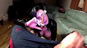 Want this deepthroat gagging with cigar cum play