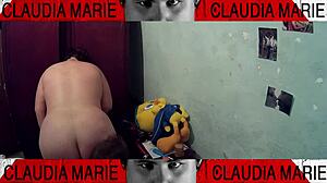 Bending over for domination: Busty amateur Claudia Marie takes control