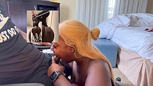 Blonde's Passionate Sloppy Blowjob with Tattooed BBC