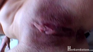 Shaved pussy and asshole fetish in action
