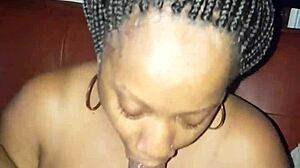 ebony amateur gives casual blowjob at home