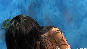 Nude massage session.