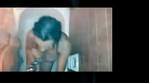 Wow! She's giving a deepthroat blowjob in the shower!