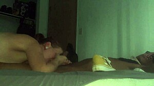 Blonde babe in sneakers gets rough ride