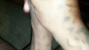 Big Black Cock Tattooed Guy Masturbating His Monster Cock