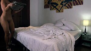 Big booty Latina maid Sofia gives blowjob and shows ass