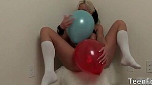 Slutty blonde babe gets tight pussy pounded hard!