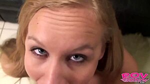 Blonde bombshell Leah performs a POV oral sex act