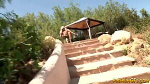 this hot blonde babe with perfect body gets fucked doggystyle