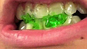 fifi foxx casually munches gummy bears in close-up mouth vore