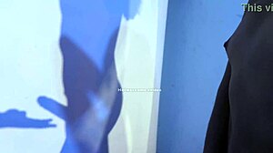 Wet brunette plays with toys and gets doggystyle fucked