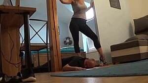 feet trampling on submissive partner