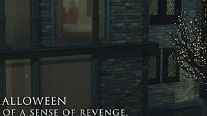 Young blonde gets punished for treason in Sims 4 Halloween