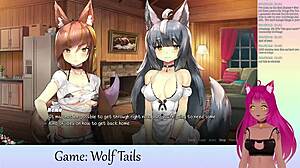 Vtuber Lewdneko plays Wolf Tails with big tits 😏