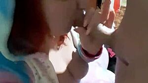 Blowjob Ends with Cum on Big Tits Scene  