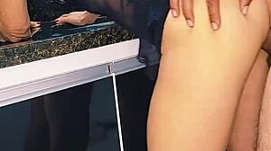 amateur milf couple fucking blonde in sink cum inside!!