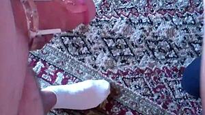 She teases your cock in femdom humiliation POV