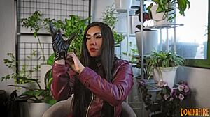 Experience the sensual delight of leather and glove play in ASMR