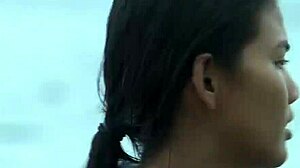 Sexy Girl in Bikini Flaunts Body Seductively Near Crocodile.