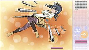 makishima saori strips during arkanoid gameplay