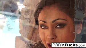 Indian Milf Priya Rai Gets All Wet Outside By The Pool.