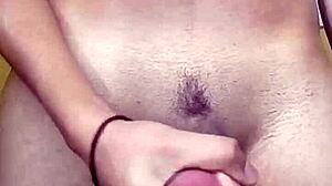 I masturbate my shaved cock in the shower