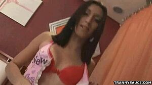 Tranny Pornstar Bianca Freire Tugs On Her Cock