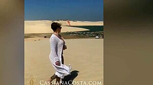 African beauty Cassiana coast's wild beach party with diving and threesome