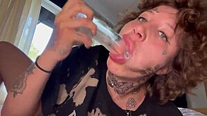 Tatted Girl Gives Rough Blowjob Until She Cries