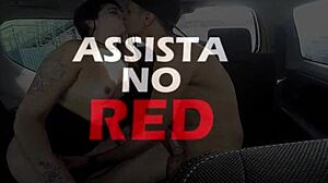 Two girls show off on the street then fuck a guy in a jimmy.