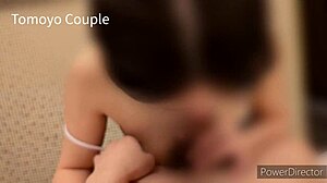 Japanese wife cosplays in school swimsuit for young man